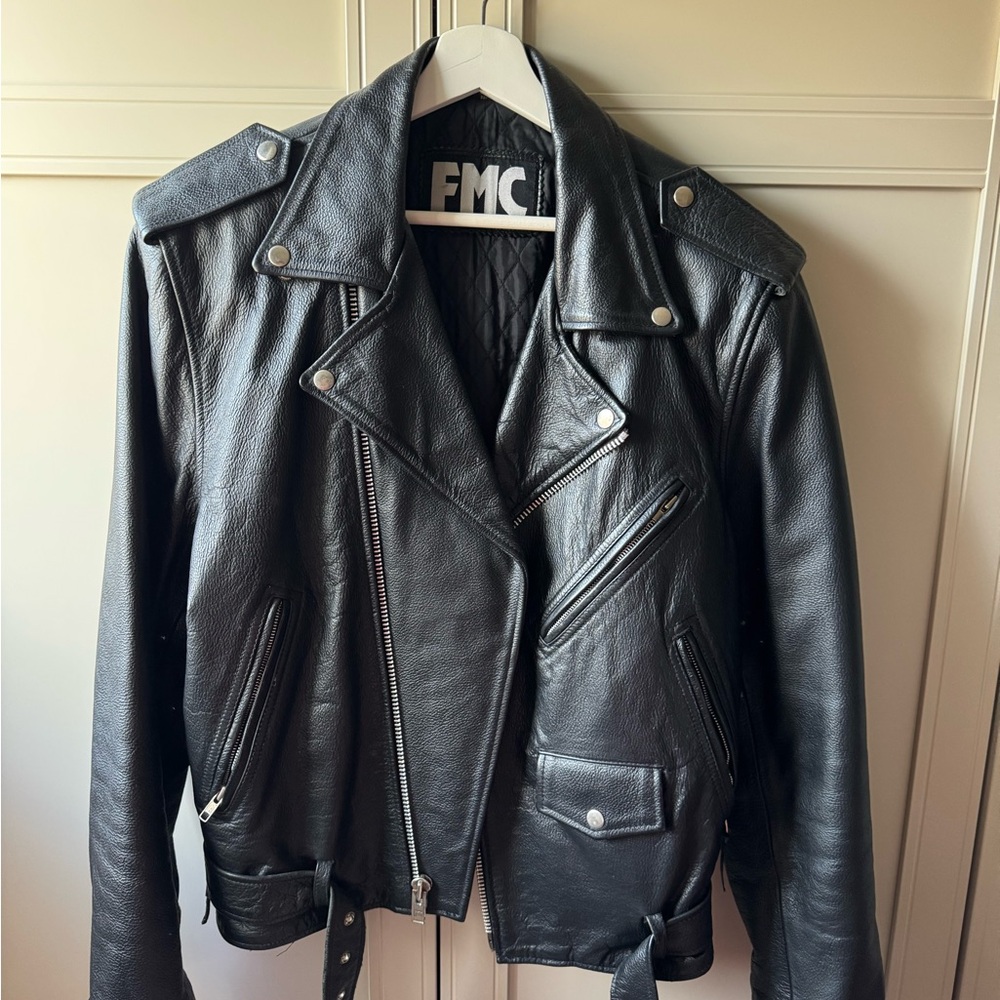 FMC Women's Classic Black Leather Jacket- VINTAGE
